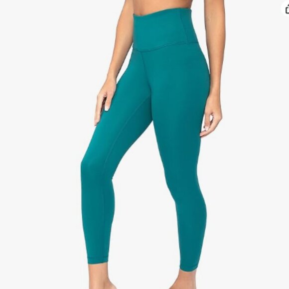 Yogalicious Teal High Waist Squat Proof Lux Ankle Leggings for Women - Picture 1 of 11